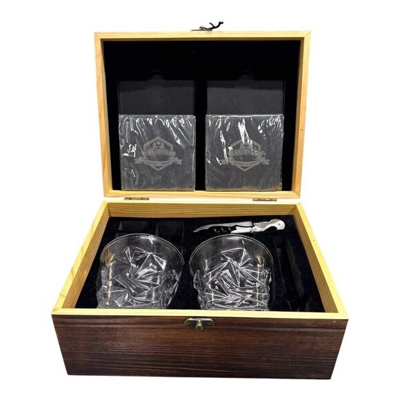 Exreizst Whiskey Stones Premium Gift Set Includes 2 Glasses 2 Slate Coasters Box - Picture 4 of 10
